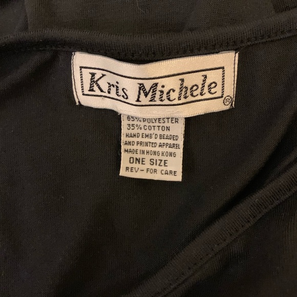 Kris Michele black tee flower sequined detail OS - Picture 4 of 5